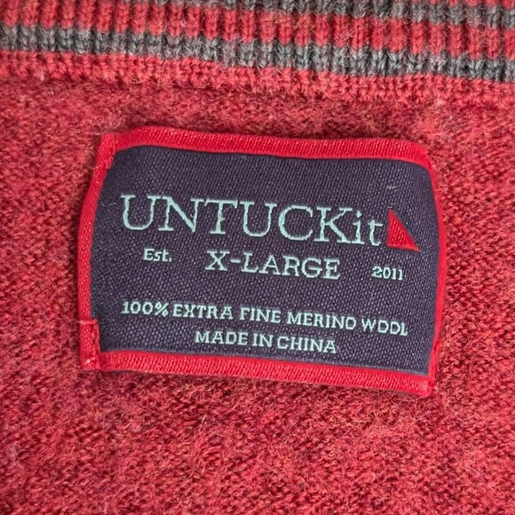 UNTUCKit Men's Heathered Red 1/4 Zip (100% Merino Wool), Size X-Large - Picture 6 of 8